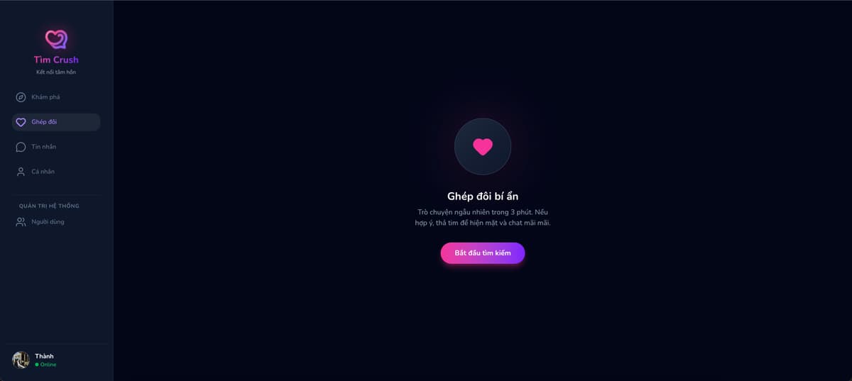 Chat Ẩn Danh & Blind Date - tính năng chat ẩn danh trên Tìm Crush