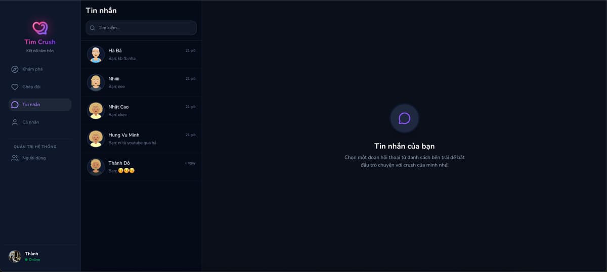 Chat Với Người Lạ - tính năng chat ẩn danh trên Tìm Crush